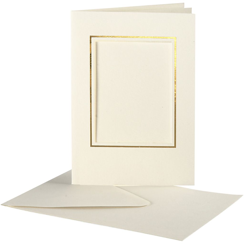 Passepartout Card & Envelopes A6 - Gold Border (10 Set)
