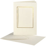 Passepartout Card & Envelopes A6 - Gold Border (10 Set)