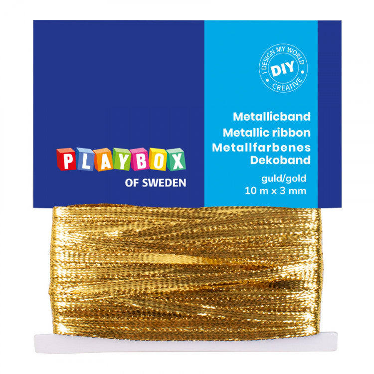 Playbox of Sweden Metallic ribbon 10 m x 3 mm Gold