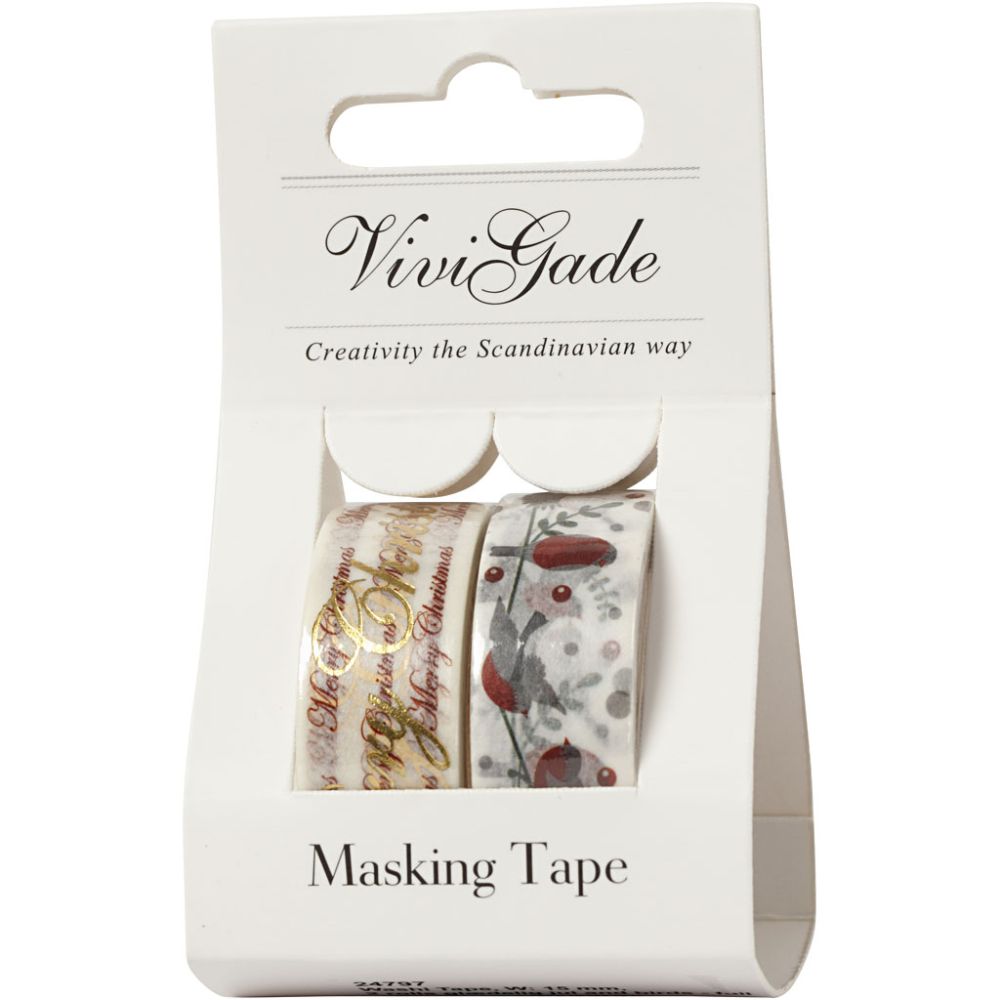 Vivi Gade Foil Washi Tape - Christmas Words & Birds
