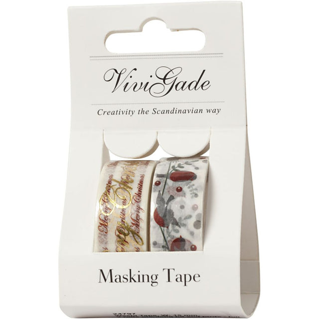 Vivi Gade Foil Washi Tape - Christmas Words & Birds