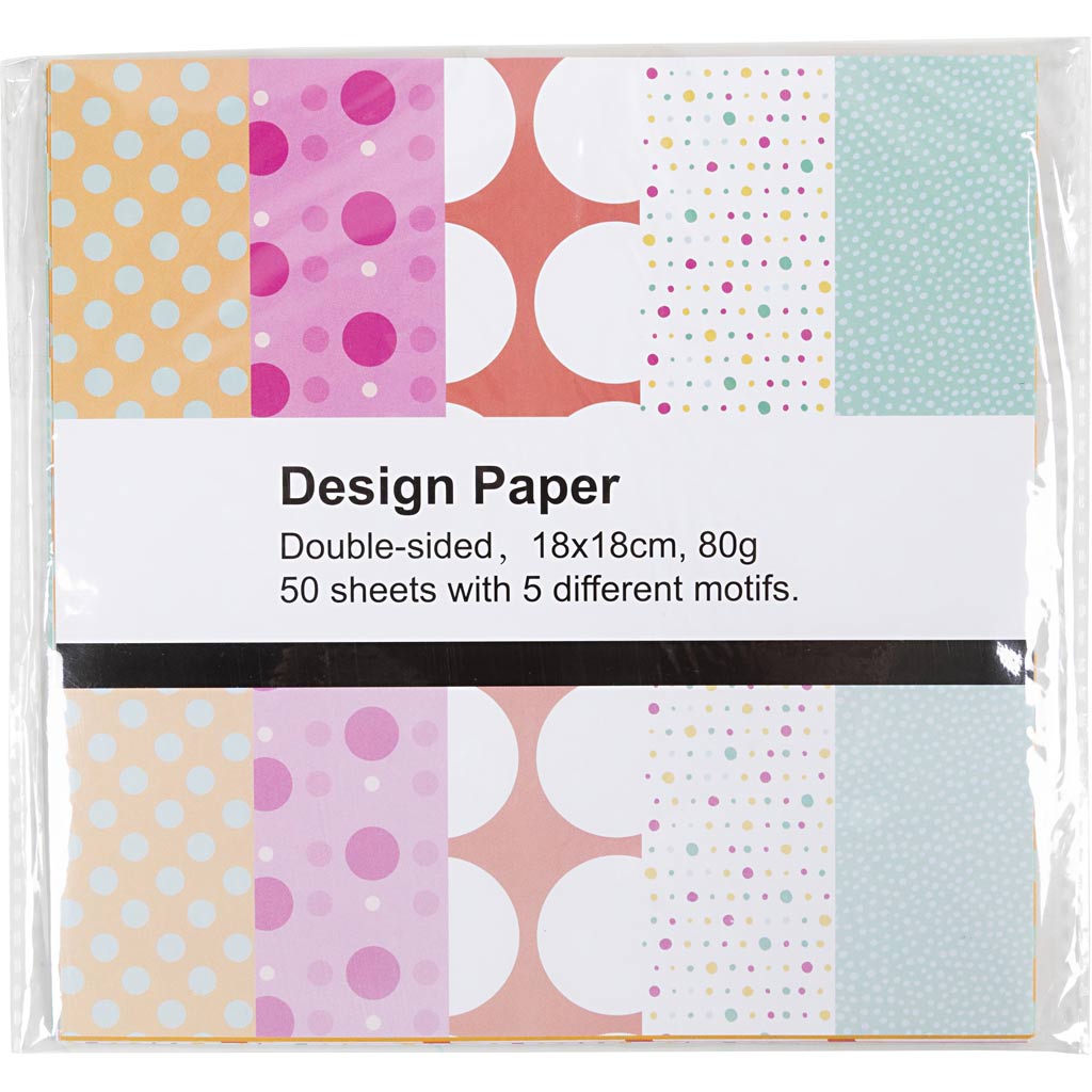 Design Paper Sheet 18x18cm 80g - Dots (50 Sheets)