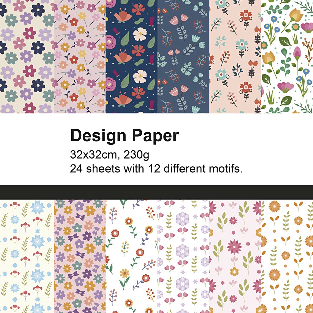 Design Paper Sheet 32x32cm 230g - Spring (24 Sheets)