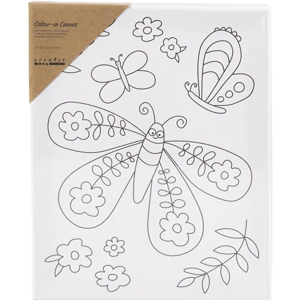Colour-in Canvas with Print - Large Butterfly