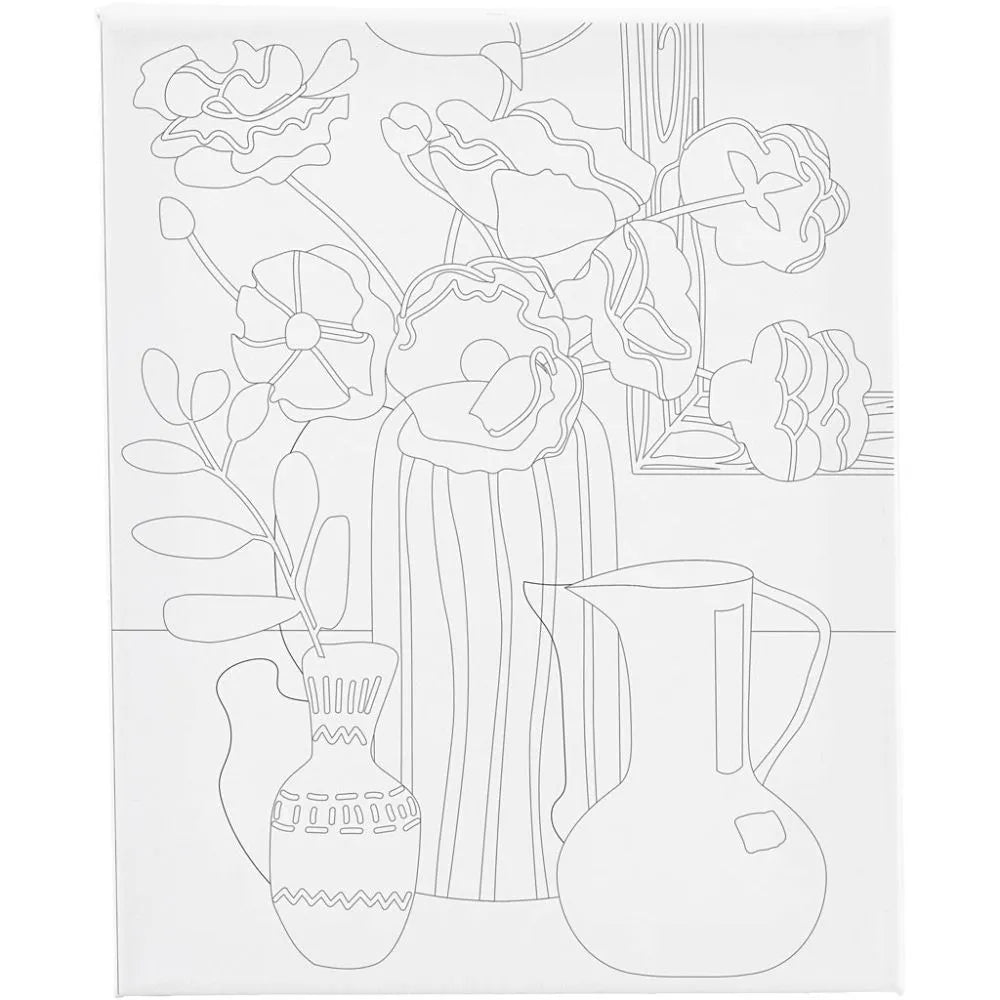 Colour-in Canvas with Print - Floral Still Life