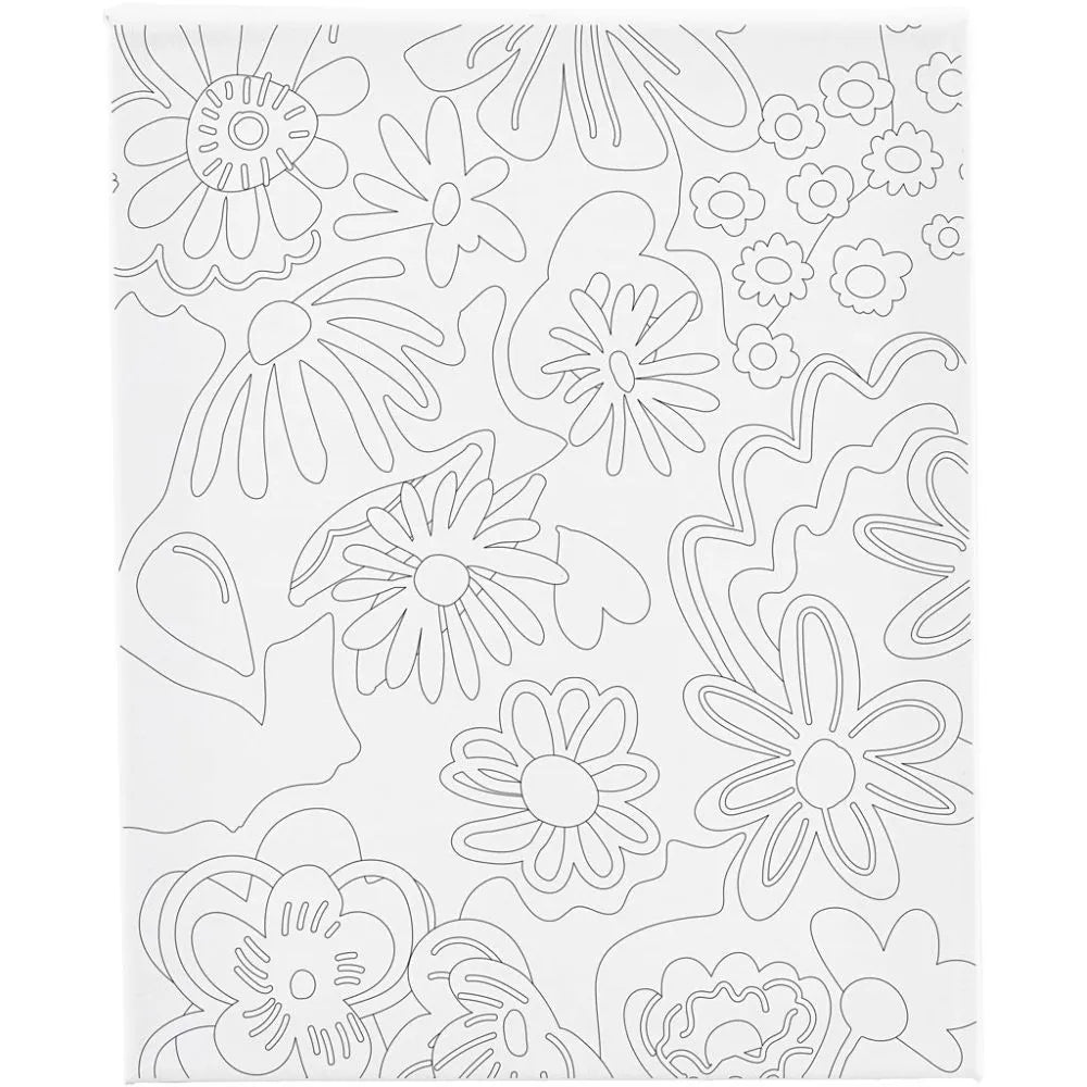 Colour-in Canvas with Print - Flowers
