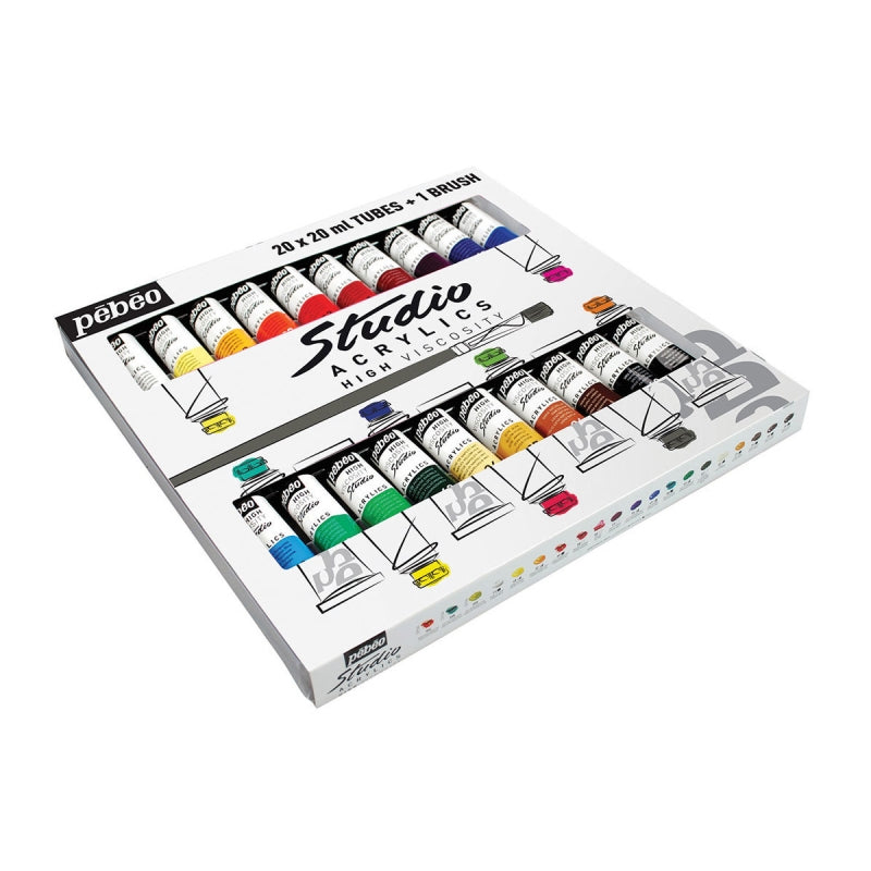 Pebeo Studio 20 x 20ml Acrylic Paint Tube Set