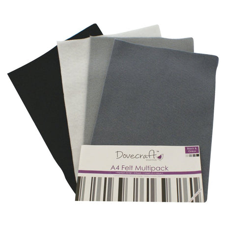 Dovecraft A4 Felt Pack - Blacks & Greys