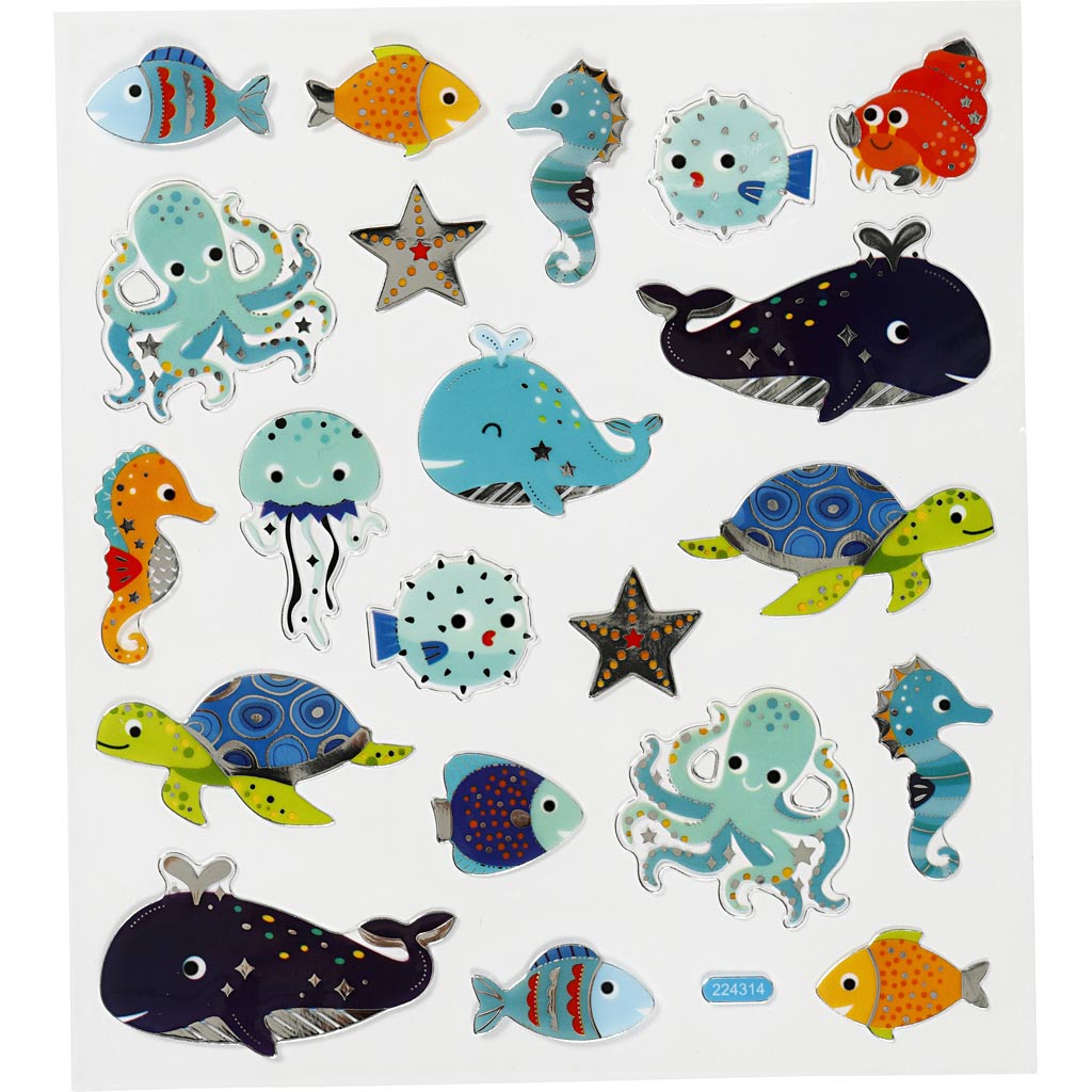 Stickers Sheet 15 x 16.5cm - Sea Animals