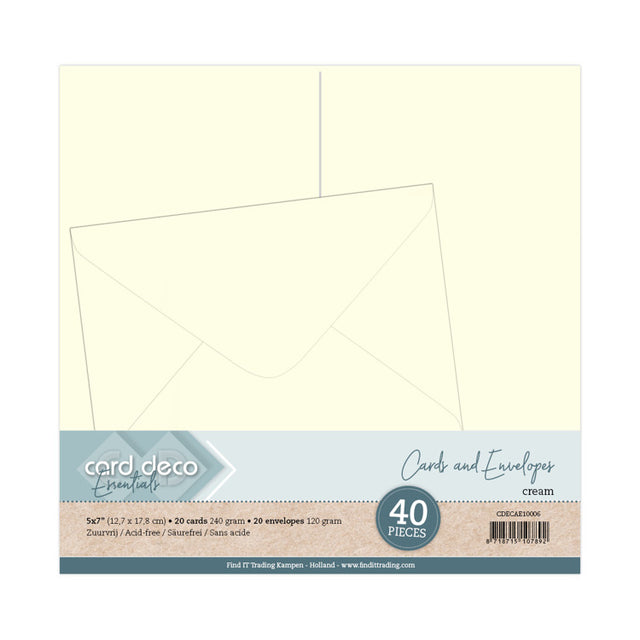 Cards & Envelopes 5 x 7" - Cream (40 Pack)
