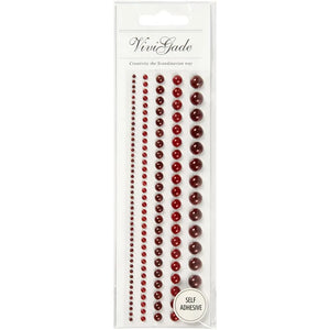 Half Pearls, size 2-8 mm, 140 pcs, red