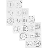 Christmas Stickers - Calendar Numbers (Pack of 4 Sheets)