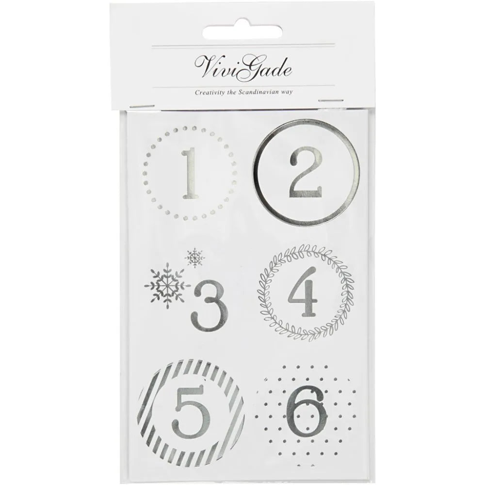 Christmas Stickers - Calendar Numbers (Pack of 4 Sheets)