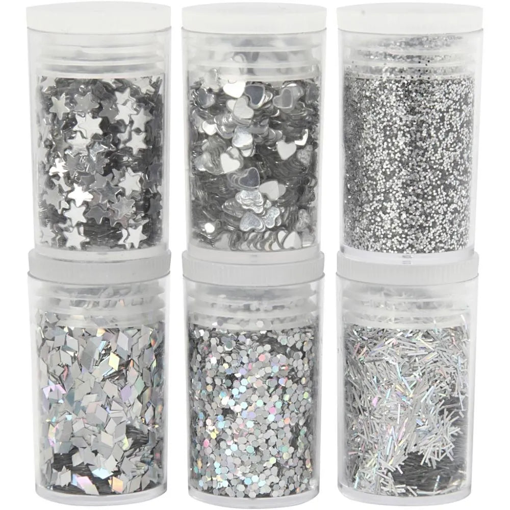 Glitter and Sequin Silver - 6 Tubs