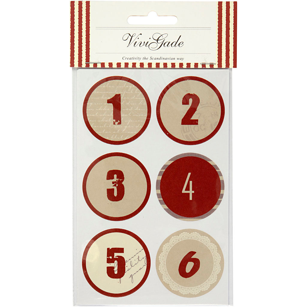 Christmas calendar number stickers