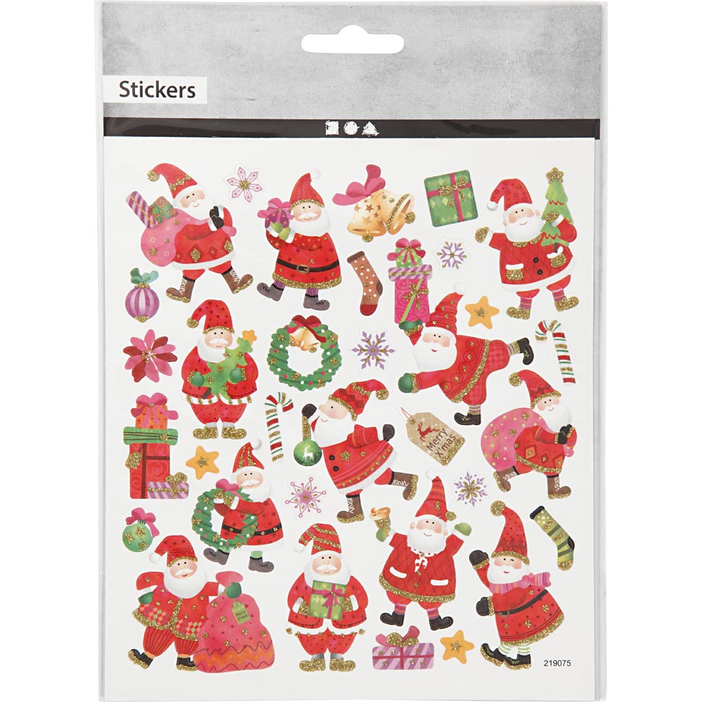 Stickers Sheet 15 x 16.5cm - Playful Santa