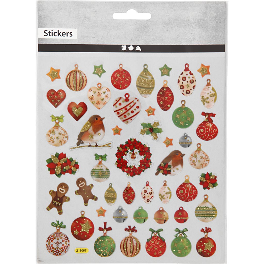 Stickers Sheet 15 x 16.5cm - Christmas Baubles & Decorations