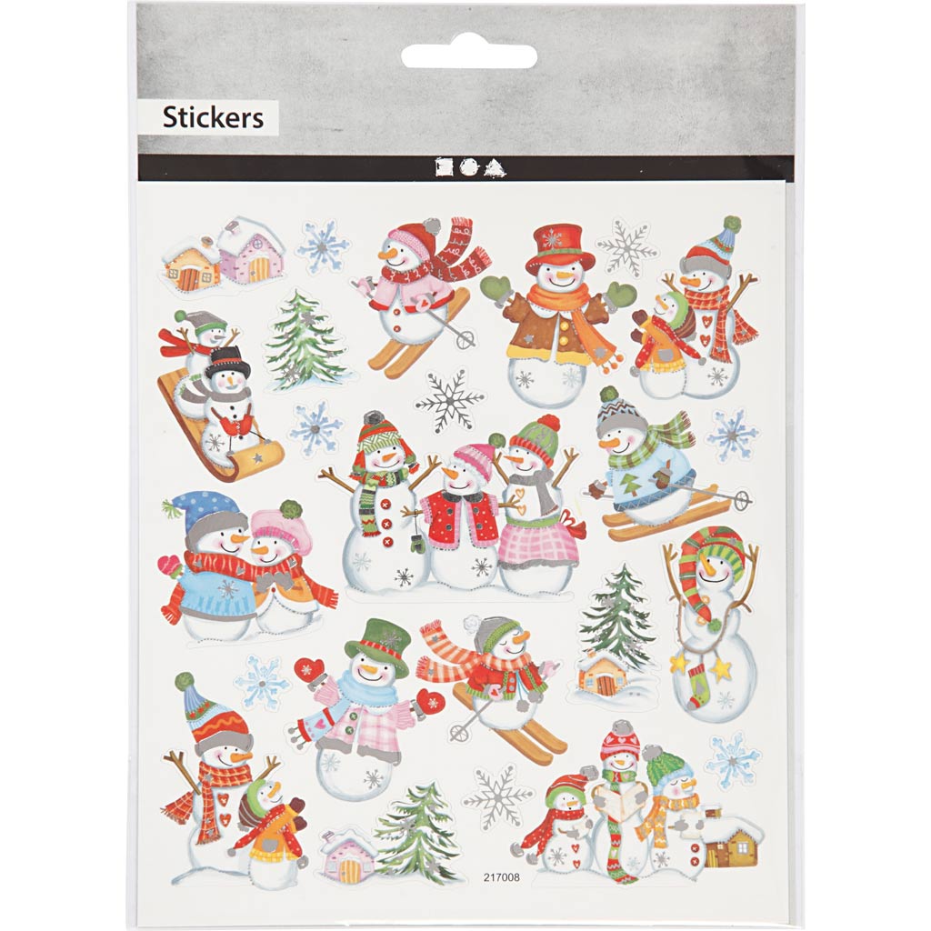 Stickers Sheet 15 x 16.5cm - Skiing Snowmen