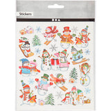 Stickers Sheet 15 x 16.5cm - Skiing Snowmen