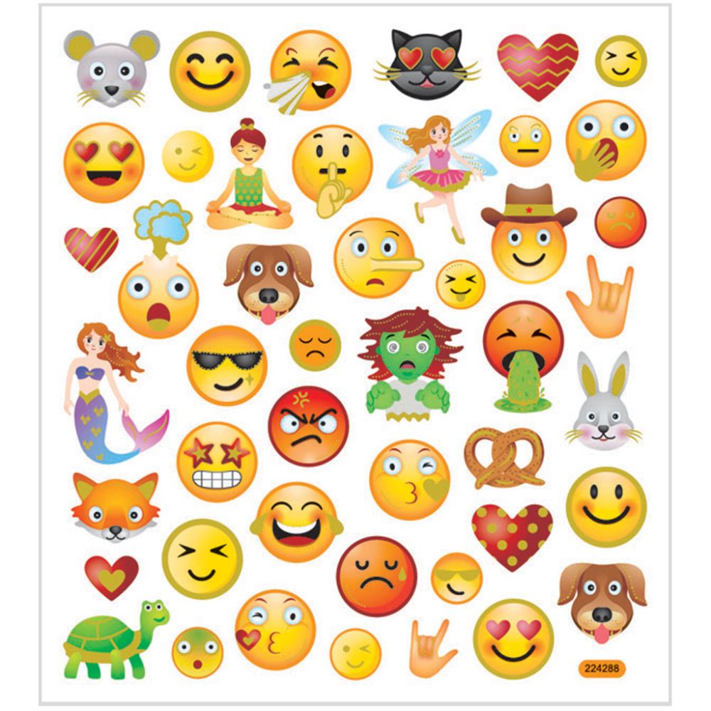 Stickers 15x16.5cm Sheet - Emojis