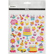 Fancy Glitter Stickers Sheet 15x16.5cm - Birthday