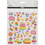 Fancy Glitter Stickers Sheet 15x16.5cm - Birthday