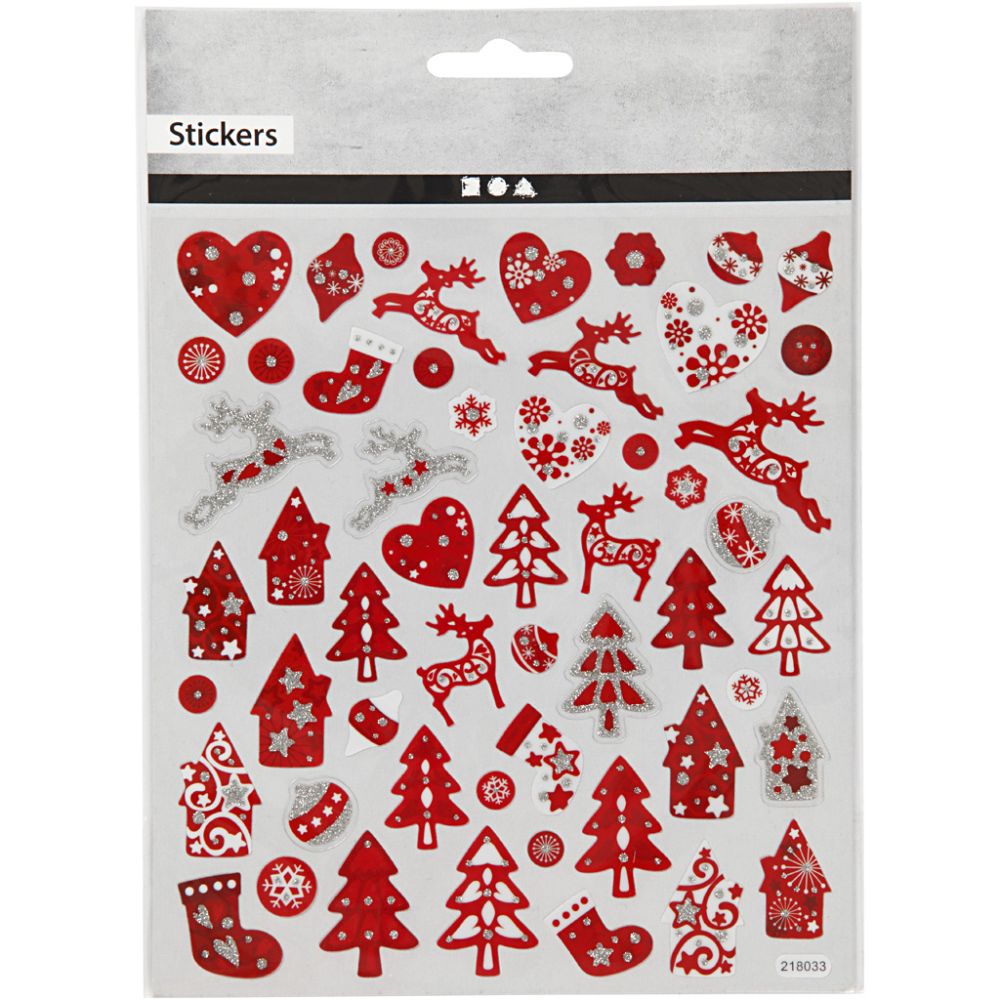 Stickers 15x16,5 cm - Red/white Christmas (1 sheet)