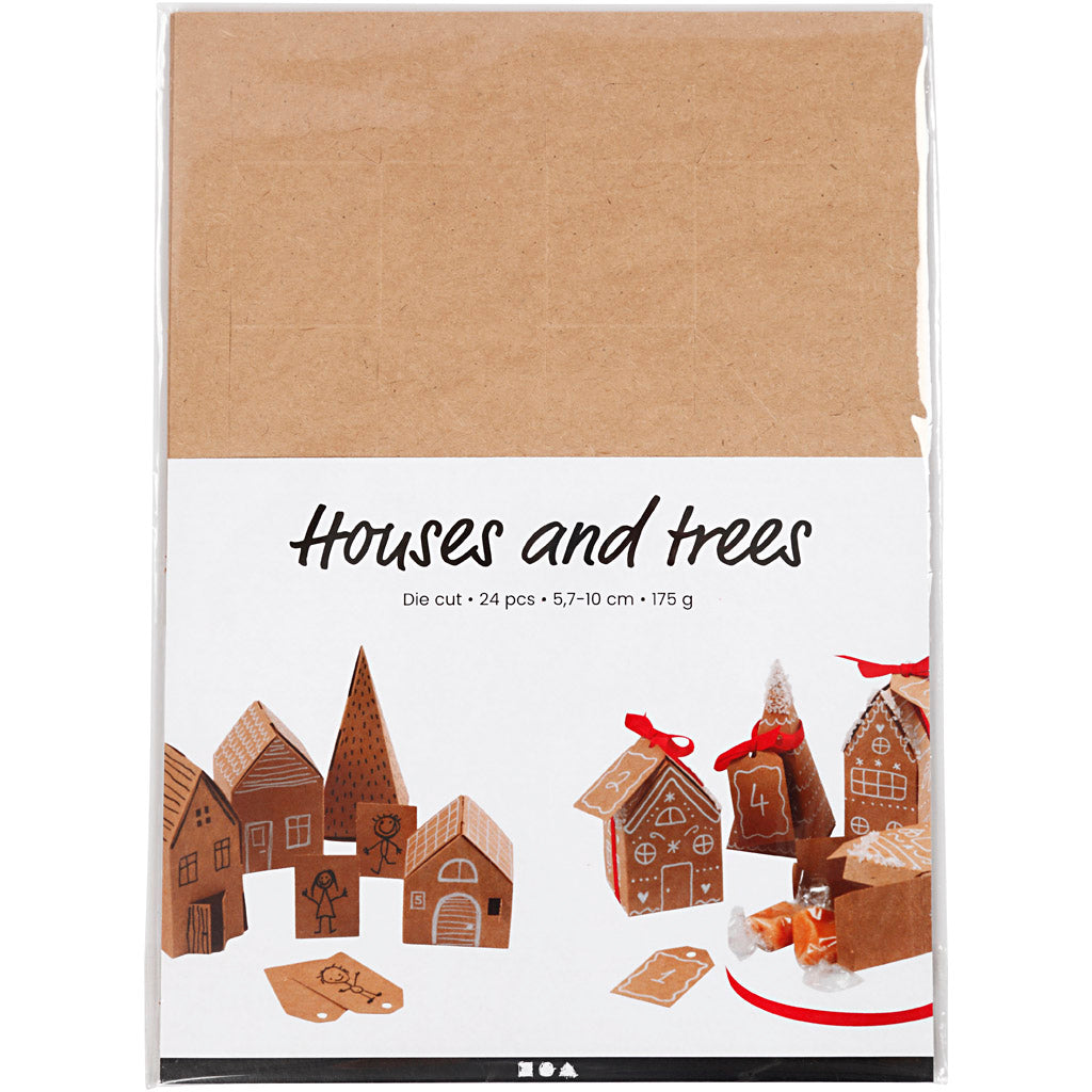 Die cut houses and trees