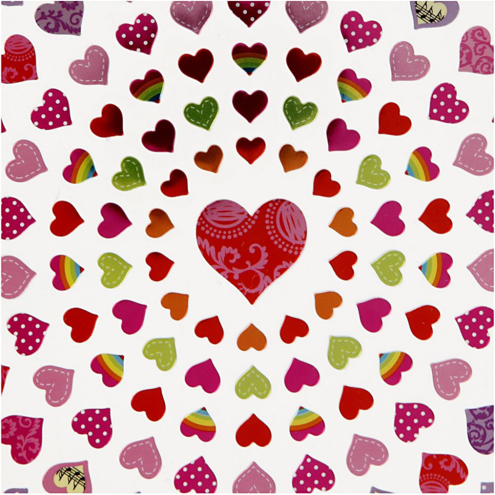 Stickers 15x16.5cm Sheet - Small Hearts