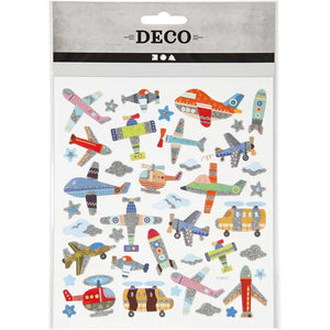 Stickers Sheet 15x16.5 cm - Airplanes & Helicopters (42 Pcs)