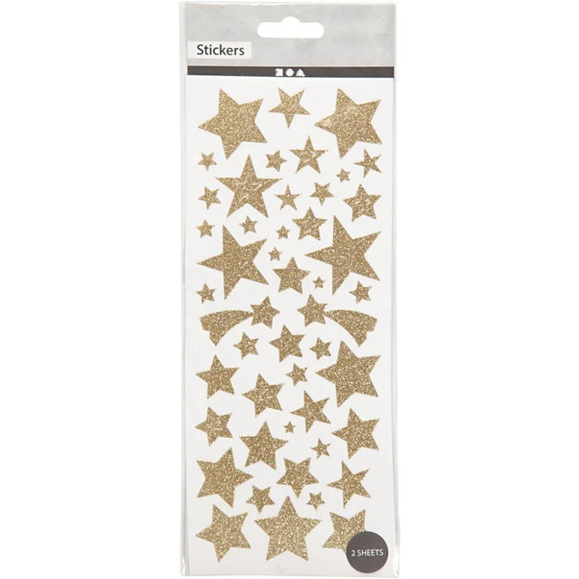 Glitter Stickers Sheet 10x24 - Gold Stars