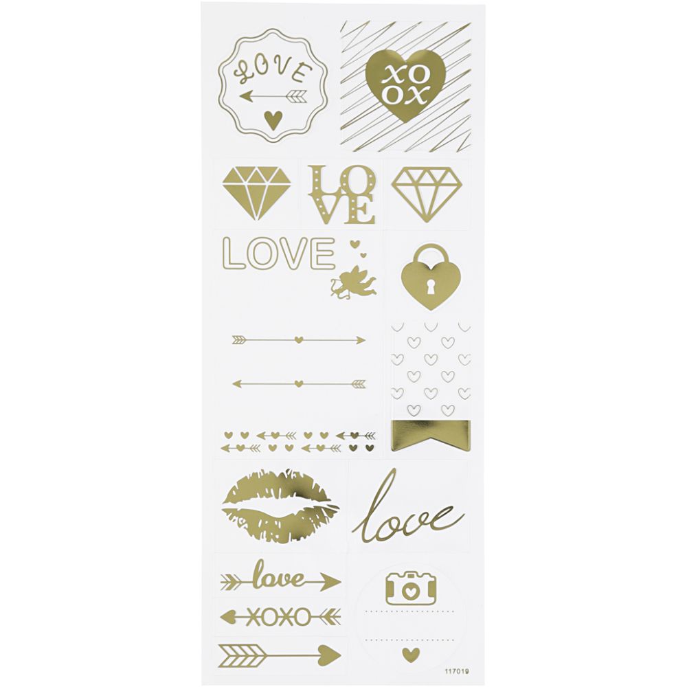 Stickers 10x24cm Sheet - Gold Love