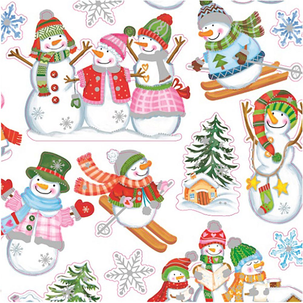 Stickers 15x16.5 cm - Snowmen on Skis (1 sheet)