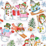 Stickers 15x16.5 cm - Snowmen on Skis (1 sheet)