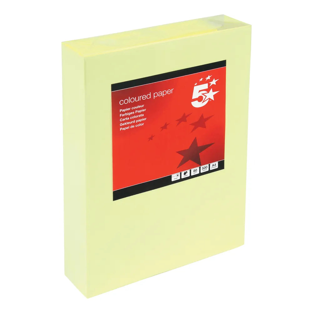 5* Copier Paper A4 Light Yellow (500 Pack)