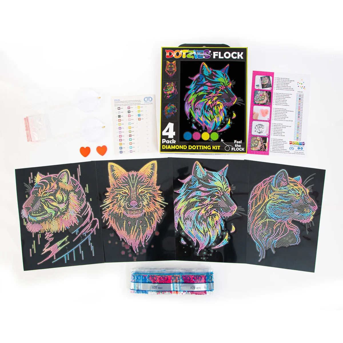 Diamond Dotz Dotzies Flock 20x25cm - Neon Wild (4 Pack)