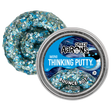 Crazy Aaron's Thinking Putty with blue glittery texture and visible label on a white background