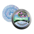 Crazy Aaron's Thinking Putty in a tin with a blue and silver swirl on a white background