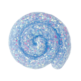 Blue slime with colorful confetti on a white background