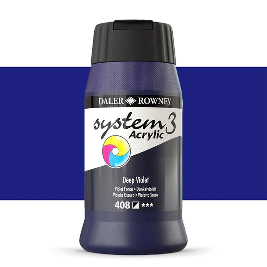 Daler Rowney System3 Deep Violet 500ml Acrylic Paint Tube