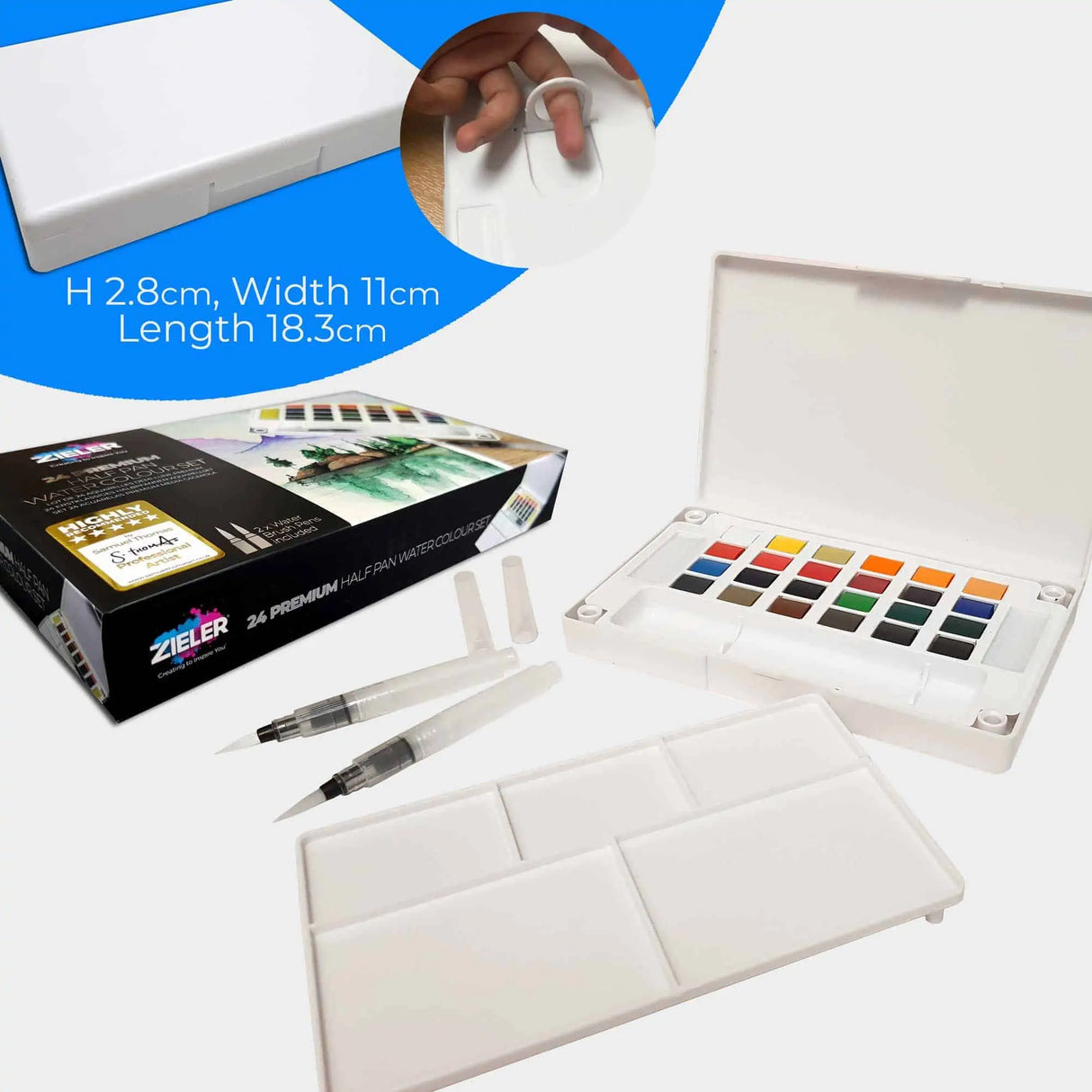 Zieler Watercolour Caddy Box - 40 Piece Gift Set