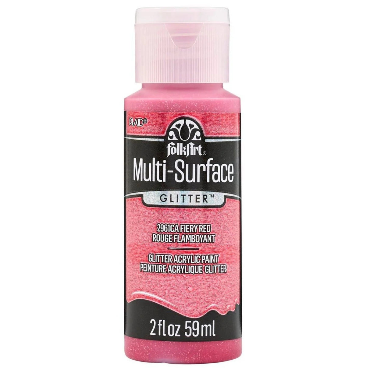 FolkArt Multi-Surface Glitter Acrylic 59ml - Fiery Red