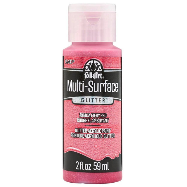 FolkArt Multi-Surface Glitter Acrylic 59ml - Fiery Red