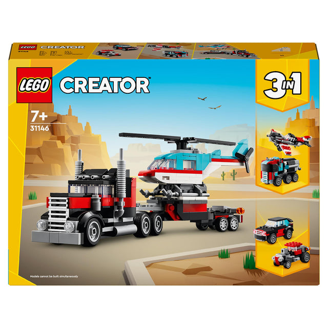 Lego Creator 3in1 Flatbed Truck with Helicopter Set