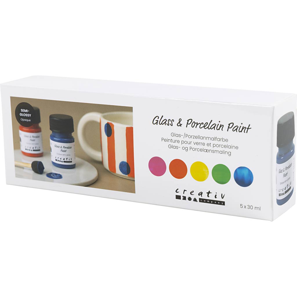 Glass and Porcelain Paint Semi-Glossy Opaque Colou