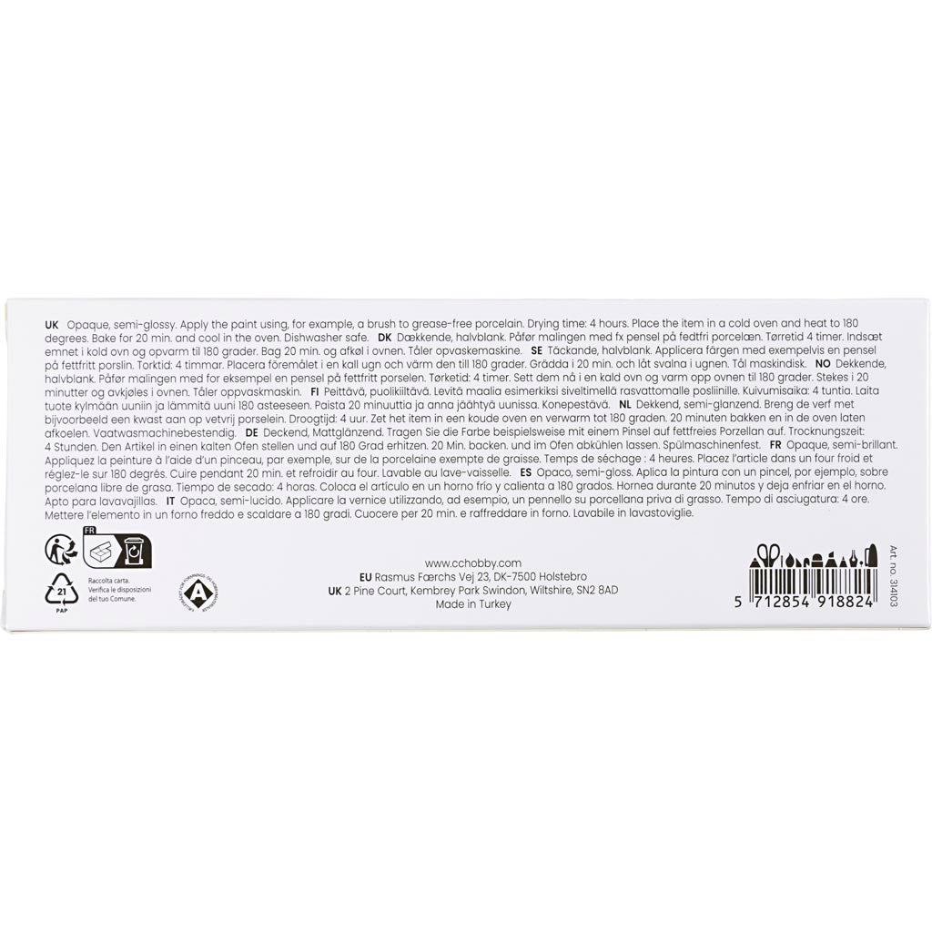 Glass and Porcelain Paint Semi-Glossy Opaque Natural
