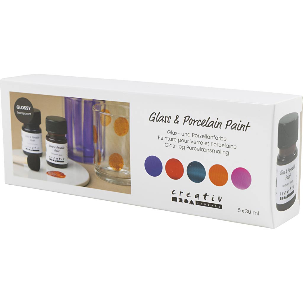 Glass & Porcelain Paint Glossy Transparent Colourful (5x30 ml)