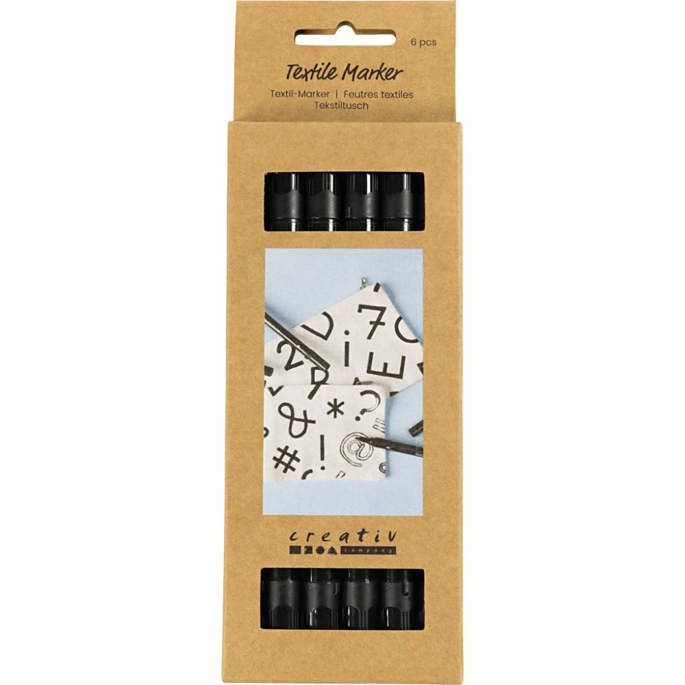 Textile Markers Line 2.3+3.6mm - Black (6 Pieces)