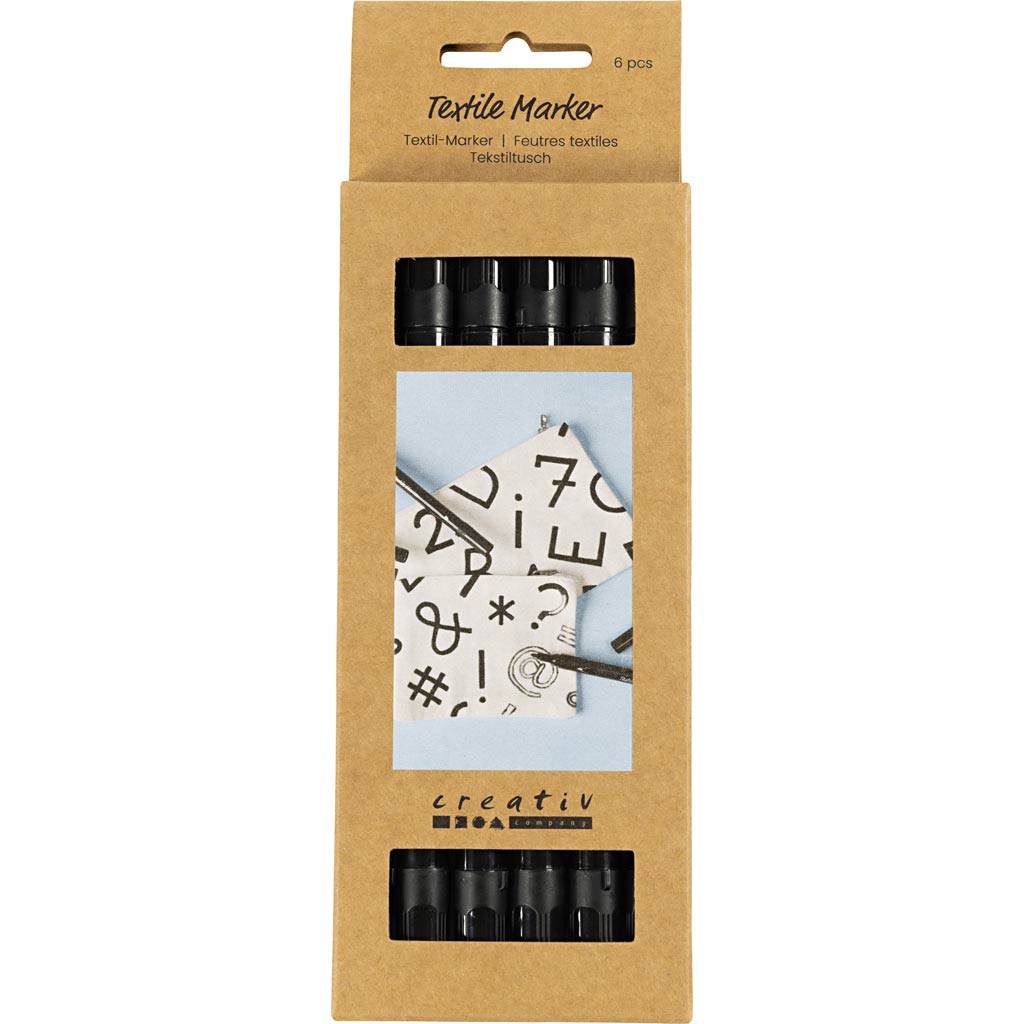 Textile Markers Line 2.3+3.6mm - Black (6 Pieces)