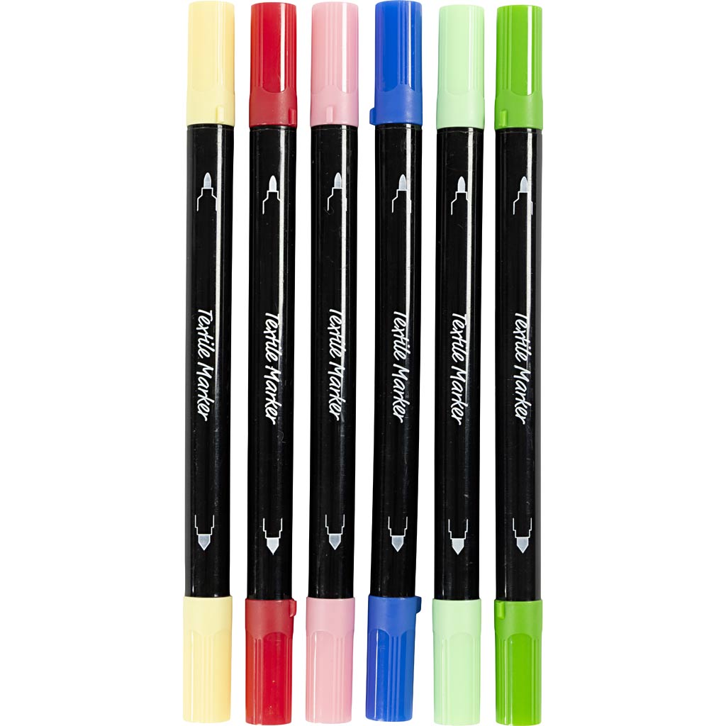 Textile Markers Line 2.3+3.6 - Assorted Colours (6 Pieces)